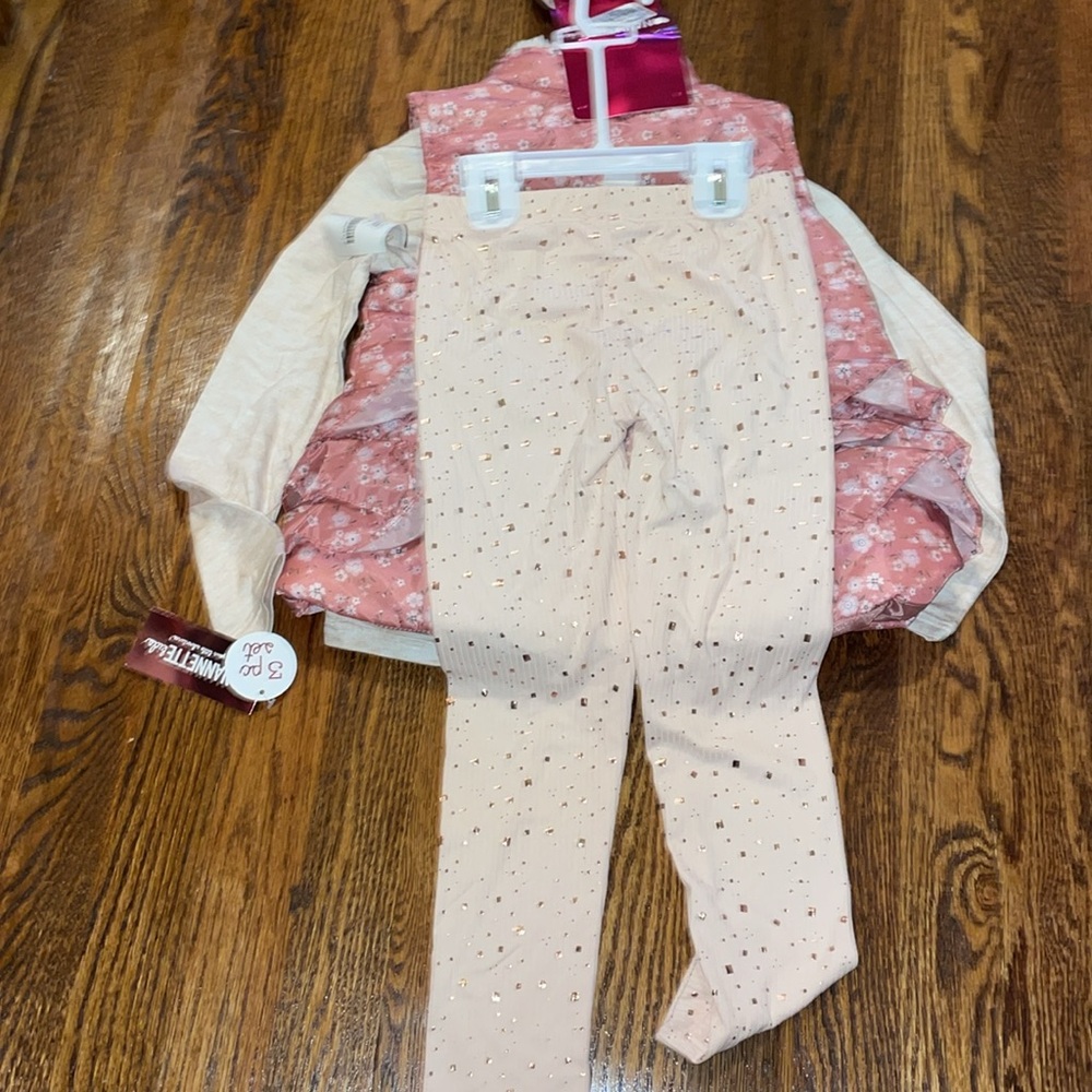 NWT NANNETTE LEPORE GIRLS 3P floral ruffle vest with shirt and sparkle legging 6 - Picture 5 of 6